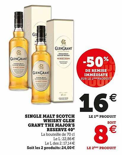 single malt scotch whisky glen grant the major's reserve 40°