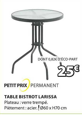 table bistror larissa, petit prix