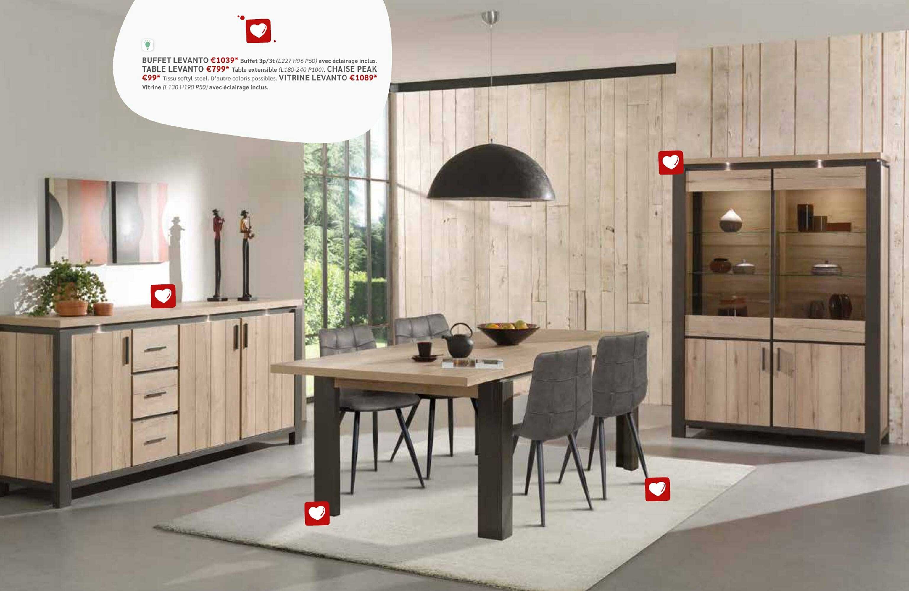 buffet levanto, table levanto, chaise peak, vitrine levanto