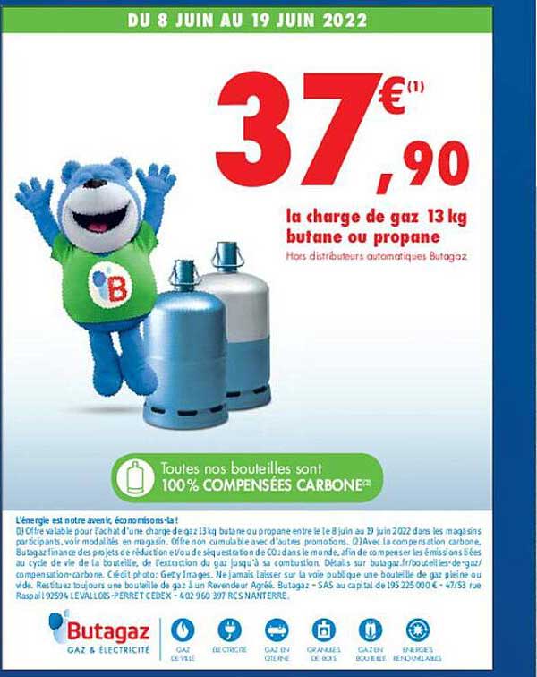 la charge de gaz 13 kg butane ou propane
