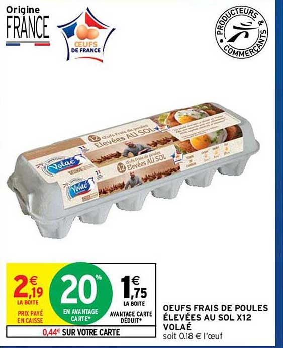 oeufs frais de poules élevées au sol x 12 volaé