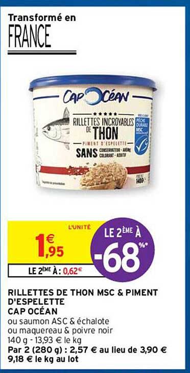 rillettes de thon msc & piment d'espelette cap océan