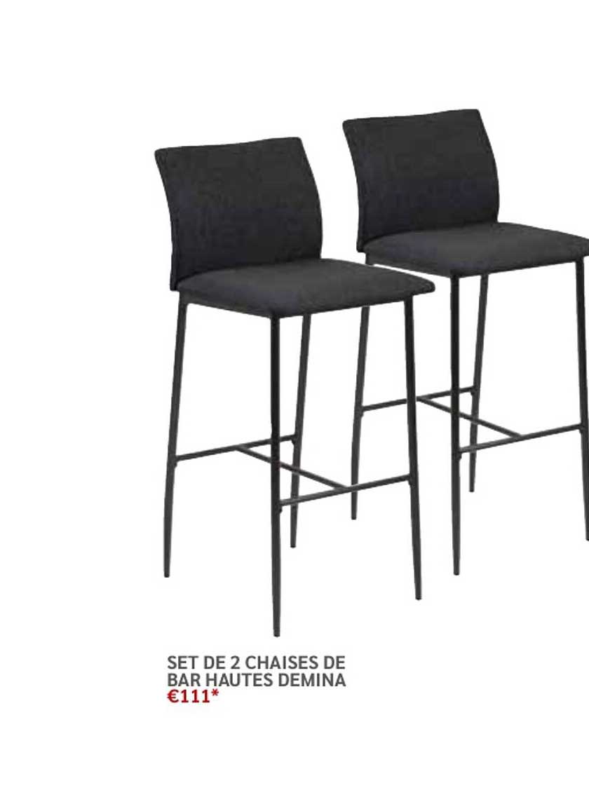 set de 2 chaises de bar hautes demina