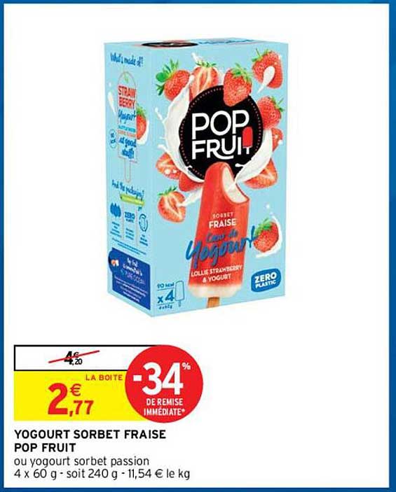 yogourt sorbet fraise pop fruit