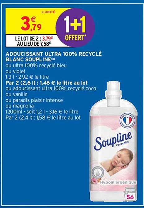 Adoucissant Ultra 100% Recyclé Blanc Soupline