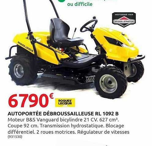 autoportée débroussailleuse rl 1092 b roques Lecoeur