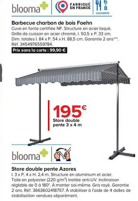 barbecue charbon de bois foehn blooma, store double pente azores blooma