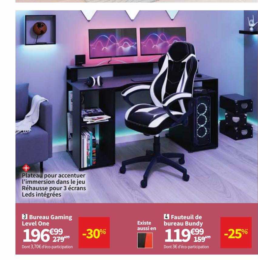 bureau gaming level one, fauteuil de bureau bundy