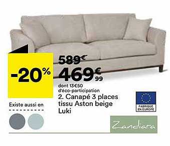 canapé 6 places tissu aston beige luki zandiara