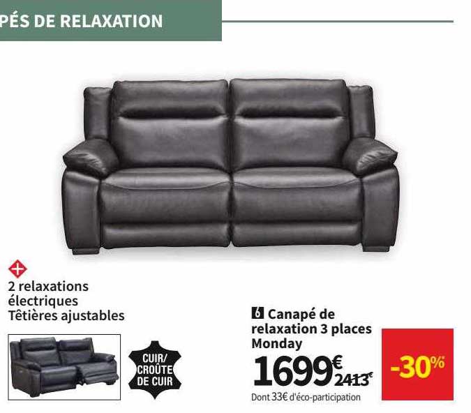 canapé de relaxation 3 places monday