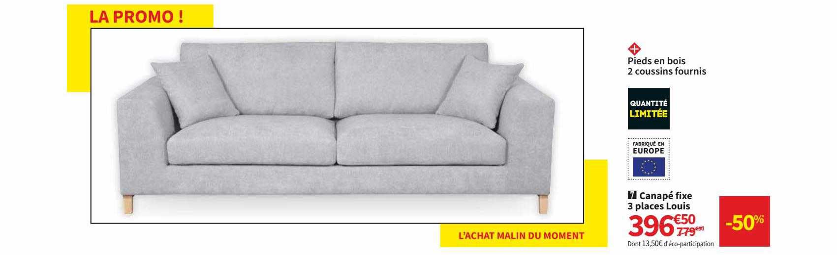 canapé fixe 3 places louis