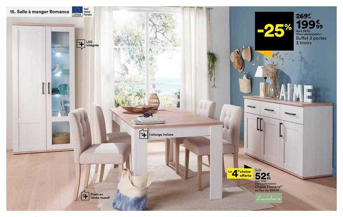 chaise floriane zandiara, buffet 3 portes 3 tiroirs