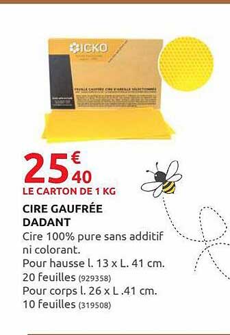 cire gaufrée dadant  icko