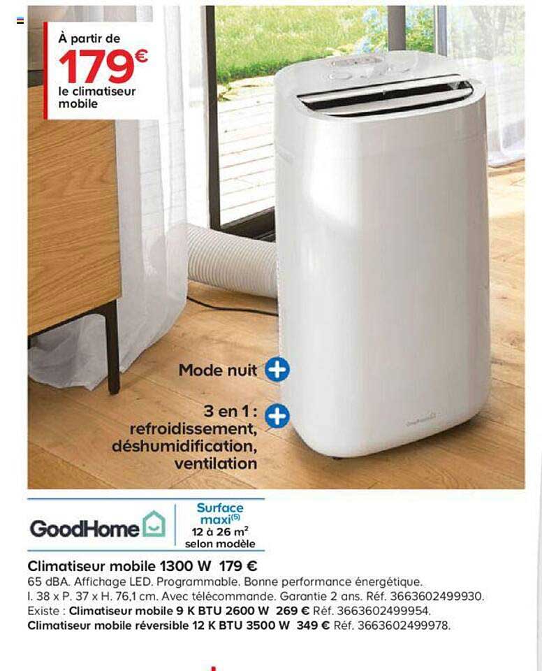 Climatiseur Mobile 1300 W GoodHome