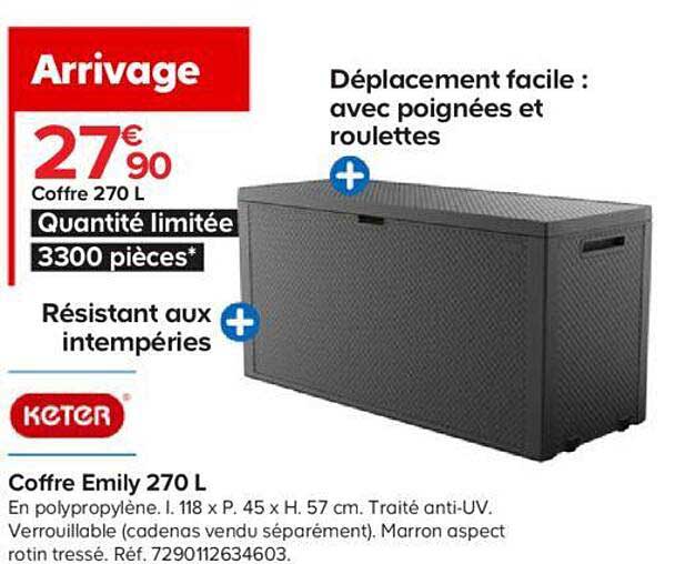 coffre emily 270 l keter