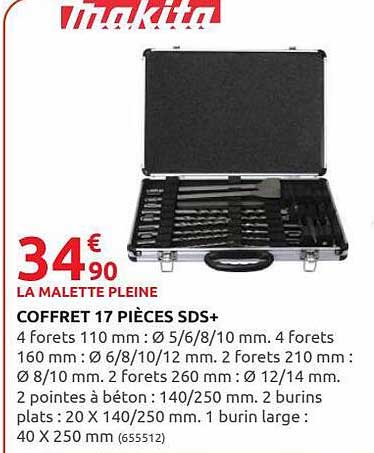 coffret 17 pièces sds+ makita
