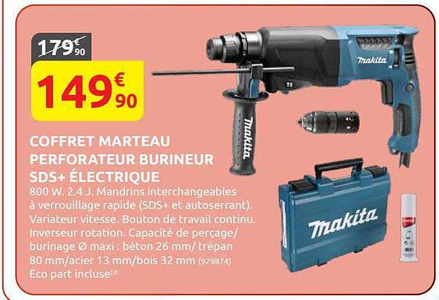 coffret marteau perforateur burineur sds+ électrique makita