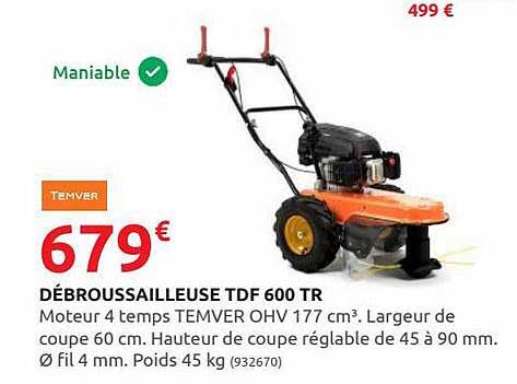 débroussailleuse tdf 600 tr temver