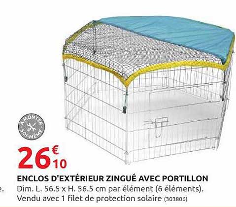 enclos d'extérieur zingué avec portillon
