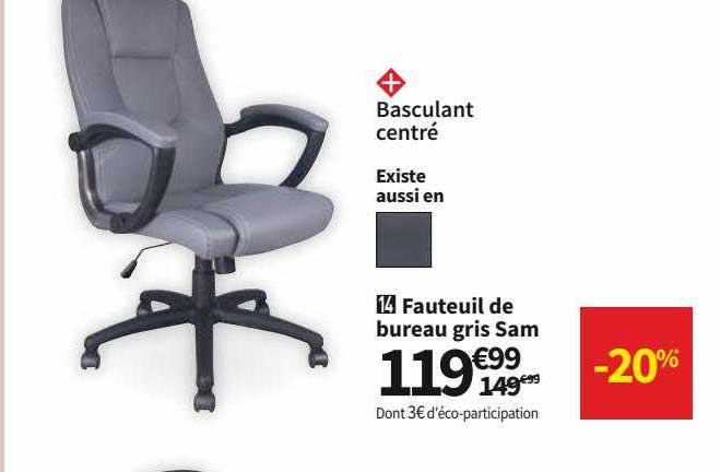 Fauteuil De Bureau Gris Sam
