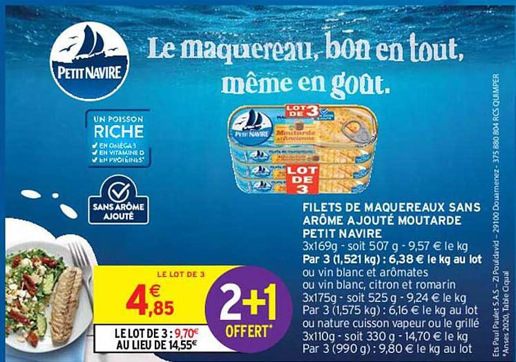 filet de maquereaux sans arôme ajouté moutarde petit navire