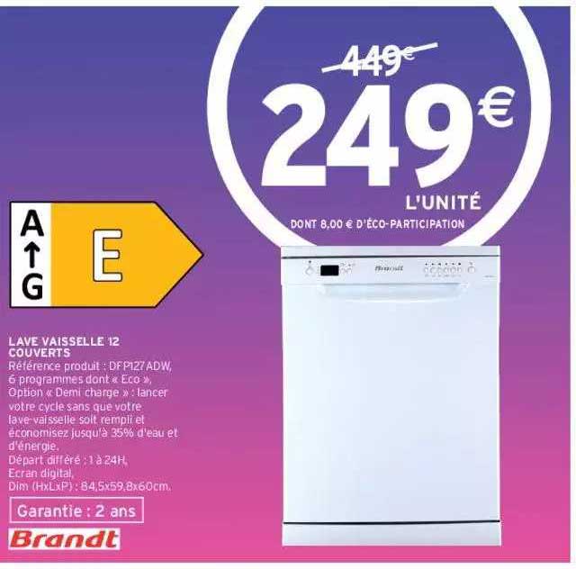 lave vaisselle 12 couverts brandt