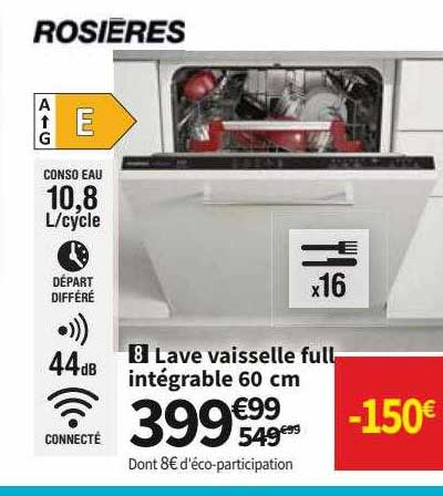lave vaisselle full intégrable 60 cm rosières