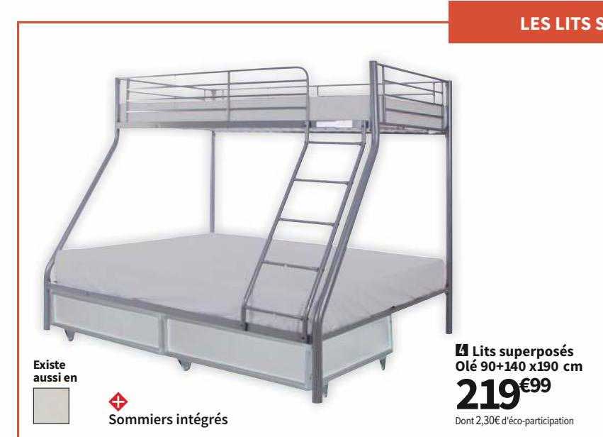 Lit Superposés Olé 90 + X 140 X 190 Cm