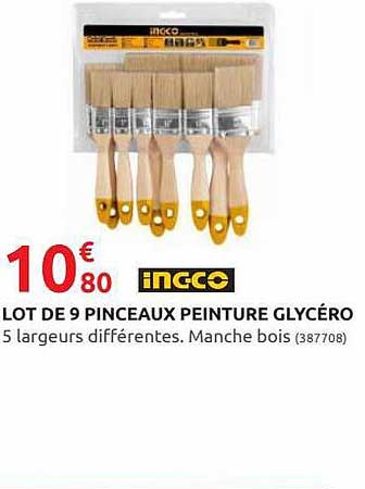 lot de 9 pinceaux peinture glycéro inc-co