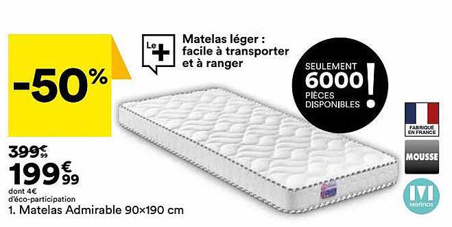 matelas admirable 90 x 190 cm