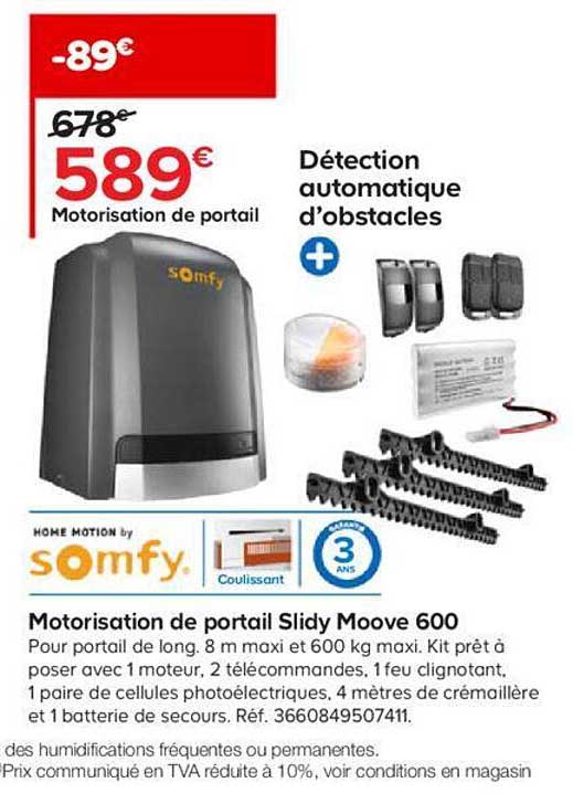 motorisation de portail slidy moove 600 somfy