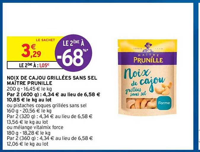 noix de cajou grillées sans sel maître prunille