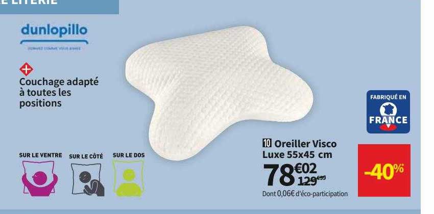 oreiller visco luxe 55 x 45 cm