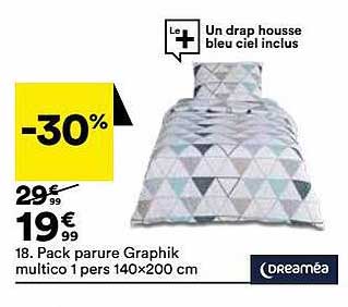 pack parure graphik multico 1 pers 140 x 200 cm dreaméa