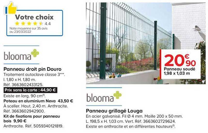 panneau droit pin douro blooma, panneau grillagé louga blooma