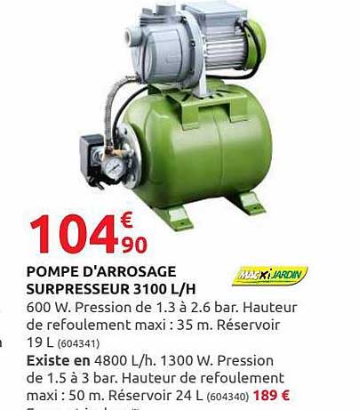 pompe d'arrosage surpresseur 3100l-h macxi jardin