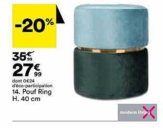 pouf ring h. 40 cm modern living