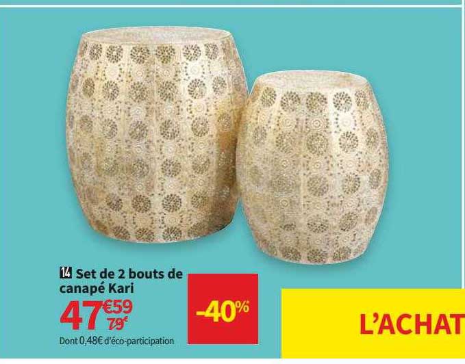 set de 2 bouts de canapé kari