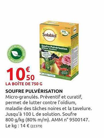 soufre pulvérisation solabiol