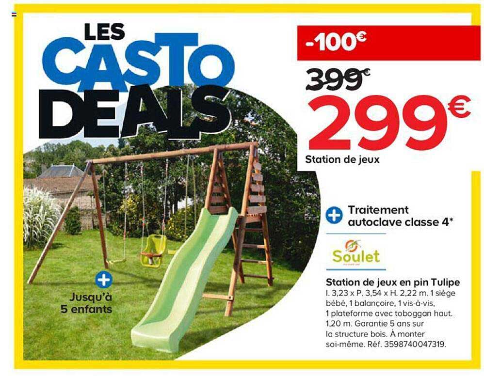station de jeux en pin tulipe soulet