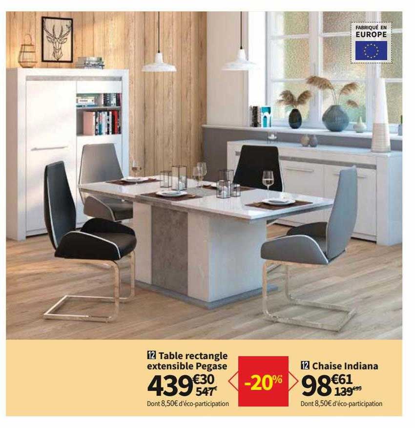 table rectangle extensible pegase, chaise indiana