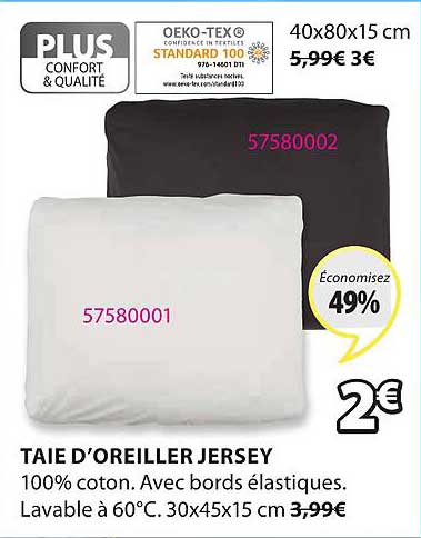 taie d'oreiller jersey