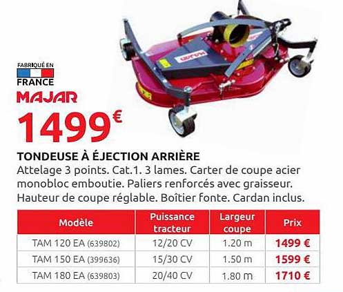 tondeuse à éjection arrière majar