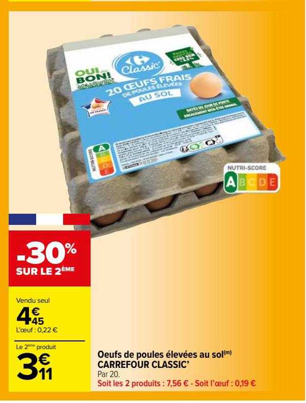 œufs de poules élevées au sol carrefour classic'