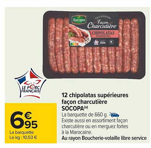 12 chipolatas supérieures façon charcutière socopa