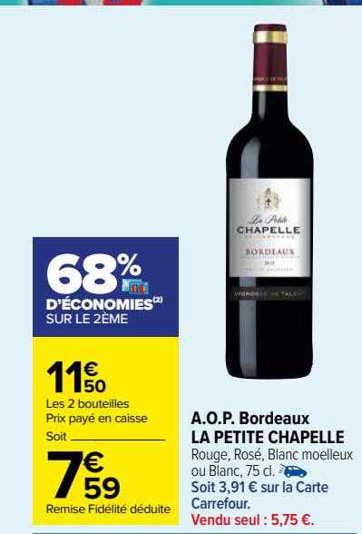 a.o.p. bordeaux la petite chapelle