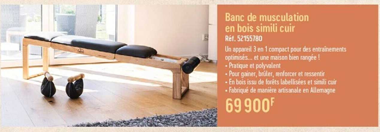banc de musculation en bois simili cuir