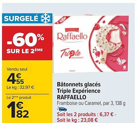 bâtonnets glacés triple expérience raffaello -60% sur le 2ème