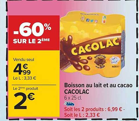 Boisson Au Lait Et Au Cacao Cacolac