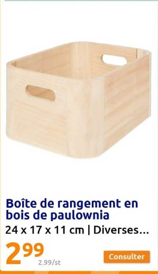 Boîte De Rangement En Bois De Paulownia